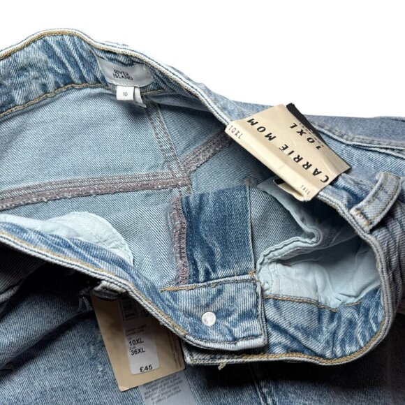 New RIVER ISLAND Carrie Mom Jeans Tall Ripped Knee Light wash size 6 US, 10UK - Picture 5 of 8